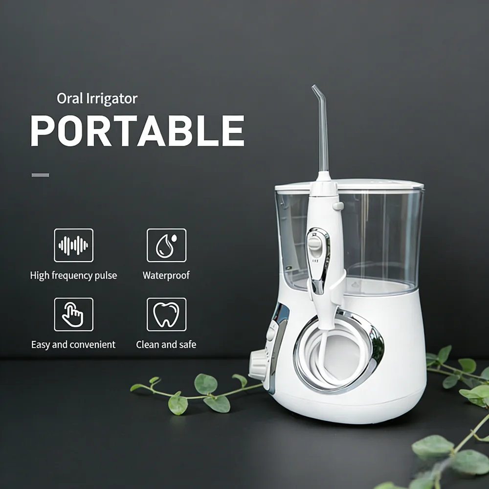 

Электрический настольный ирригатор для полости рта с резервуаром для воды 800 мл, 10 режимов, портативный ирригатор для домашнего использования, эффективное средство для чистки зубов