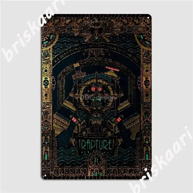 Panneaux métalliques Bioshock Rapture, décorations murales classiques pour clubs et maisons, affiches en étain sur le thème du cinéma
