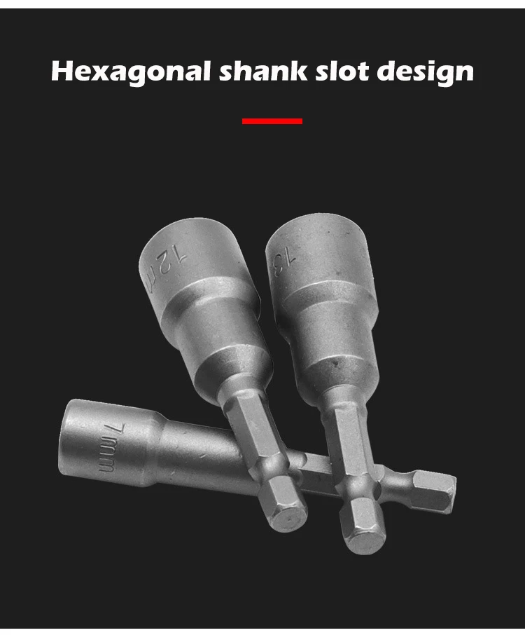 1/4 Zoll Sechskant-Magnet-Steckschlüssel-Bits 6-19mm Sechskant-Mutternschlüssel für Elektrobohrer, Schraubendreher, Schlagschrauber, Reparaturwerkzeuge – Detail 6