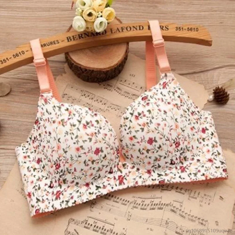 Sexy Women Bra Printed Bra Seamless Push Up Bra Wireless Gathering Thin Bra Women Close-fitting Bra Ropa Interior Sexi  Mujer