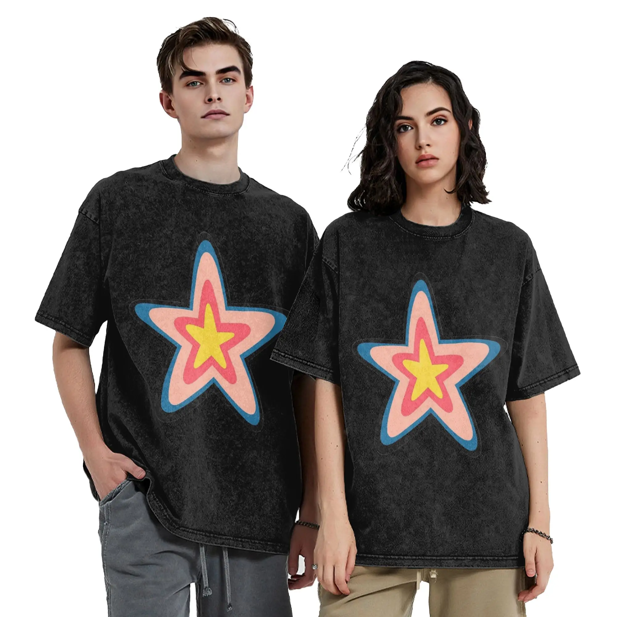 Washed T Shirts Steven's Color Palette Star Stevens Universes Hip Hop Vintage T-Shirts Harajuku Streetwear Cotton Tee Shirt Men