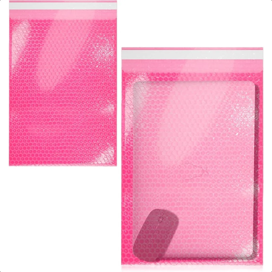 

APQ Pink Anti Static Bubble Bags for Packing 18 x 23.5 Inches. Pack of 10 Polyethylene Bubble Out Bag. Waterproof Self Seal Bub