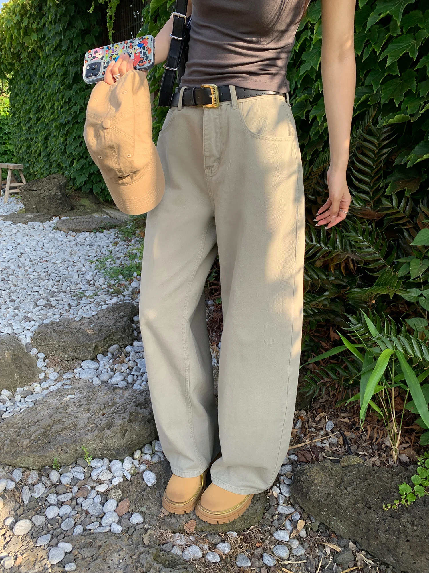 

Pusumede Sli, свободные повседневные джинсы в американском стиле ретро с широкими штанинами, женские повседневные хлопковые джинсовые брюки Design Sense, модные