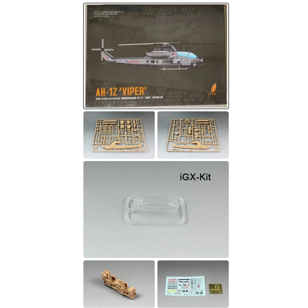 

Dream DM720012 1:72 Scale USMC AH1Z AH-1Z Viper Attack Helicopter Hobby Craft Plastic Assembly Model Building Kit