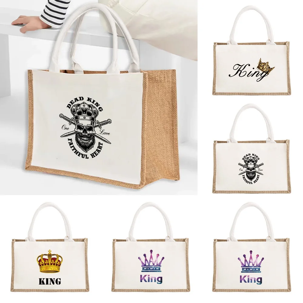 

Повседневные женские сумки для покупок с королевским узором, модная портативная большая сумка большой емкости, пляжная уличная сумка для хранения продуктов