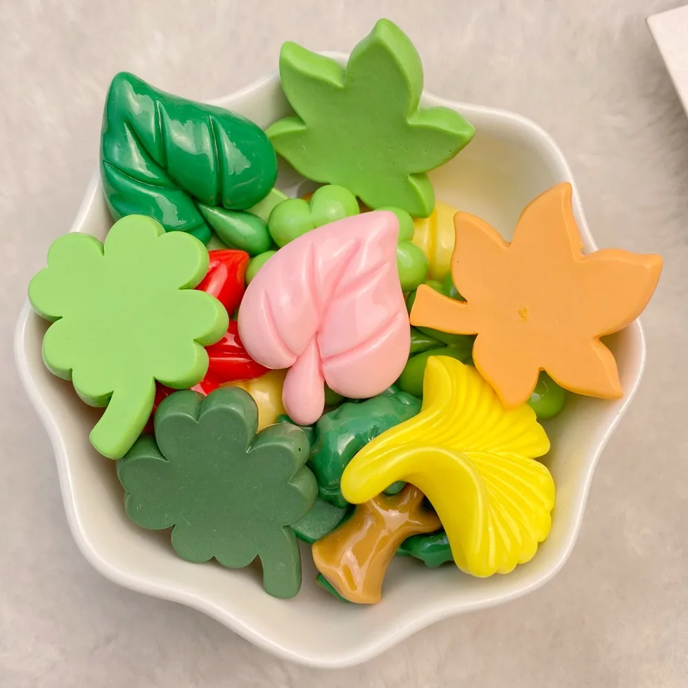 10Pcs New Cute Resin Cute All Kinds of Leaves  Flat Back Cabochon DIY Jewelry Craft Decoration Accessorie
