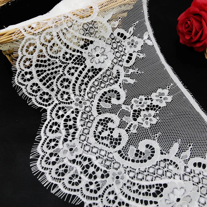 (3Meters/batch) 20cm Handmade Eyelash Lace Fabric Decoration Sewing Clothing Wedding Embroidery Home Embroidery Soft French Lace