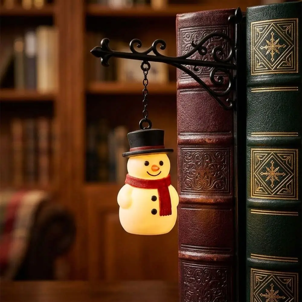Vintage Christmas Bookshelf Lamp Iron Bracket Warm LED Light Santa Claus Hanging Lamp Christmas Tree Xmas Themed