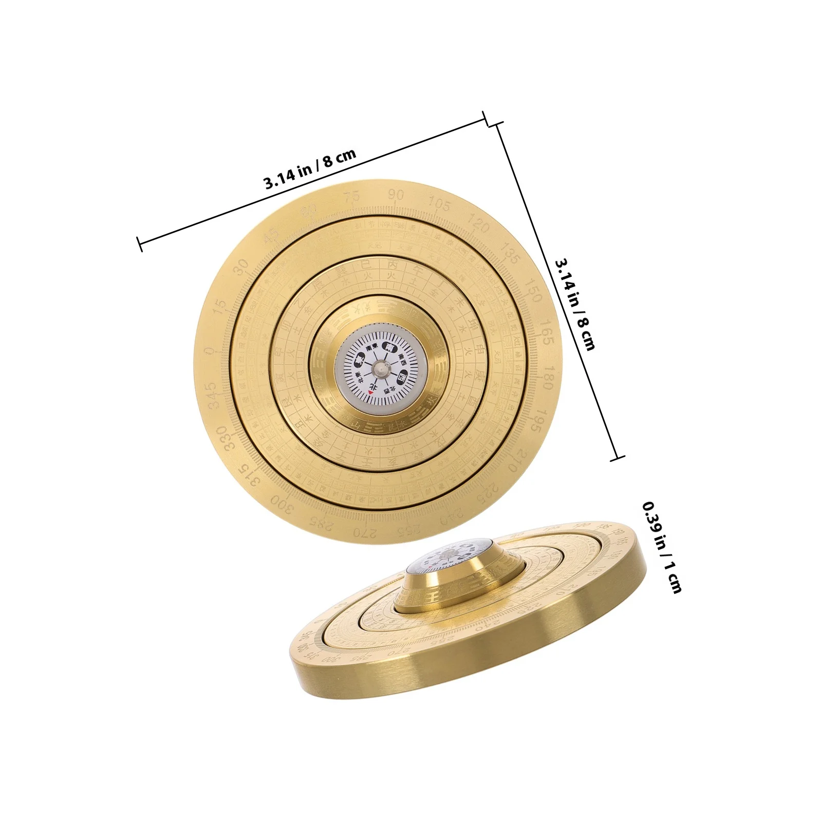 Decorazione portatile Feng Shui Mini bussola tradizionale Bagua in rame che gira il cinese antico Luo Pan Bussola portatile Fascino della buona fortuna