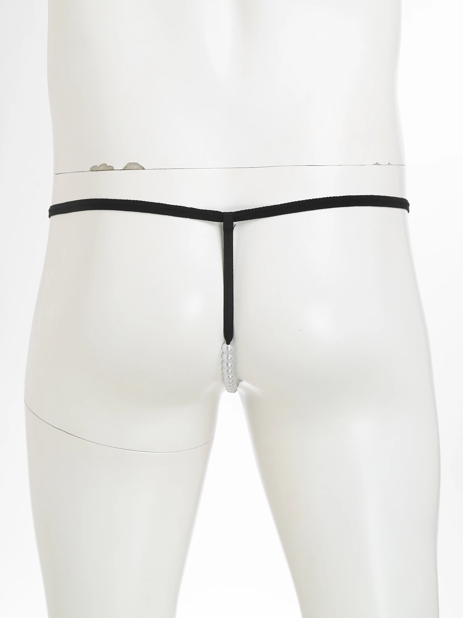 الكبار رجل طباعة ثونغ بقماش شفاف الانتفاخ فو اللؤلؤ سلسلة T-الظهر منخفضة الارتفاع ثونغ ملخصات الملابس الداخلية للمواعدة شهر العسل