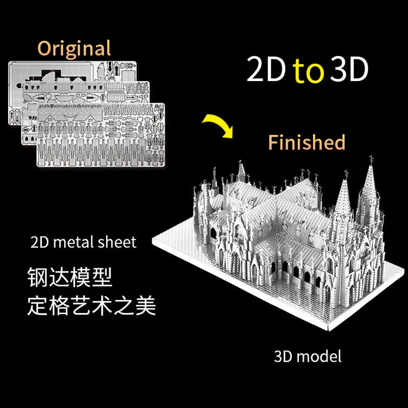 3D Puzzle metalowe katedra św. Patryka newyyorkcity DIY zestaw klocków prezenty urodzinowe zabawki dla dorosłych nastolatków