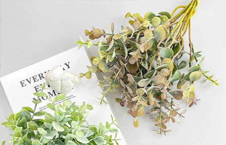 6 Zweig 36 Köpfe Eukalyptusblatt Künstliche Pflanzen Blumenstrauß für Wohnzimmer Dekoration Braut Hochzeit Vasen Blumen Blumenstrauß Dekor – Detail 14