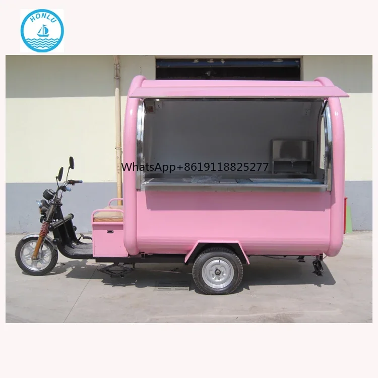 Carrito de helados eléctrico para perros calientes, triciclo de tres ruedas, diésel, camión de comida, bicicleta, cafetería, motocicleta, caravana de comida