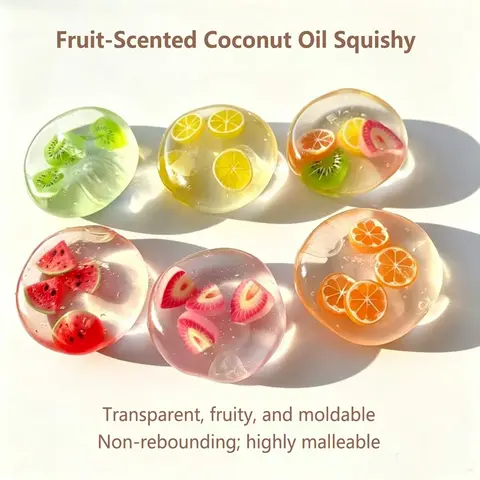 Moldable Fruit Jelly Squishy Toy Clear Coconut Oil Scented No Rebound Stress Relief Sensory Fidget Ball For Kids Adults