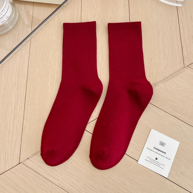 1 Paar Damensocken, rot, weiß, schwarz, Söckchen, atmungsaktiv, sportlich, bequem, einfarbig, Baumwolle, Bodensocken für Mädchen, Strumpfwaren – Detail 18