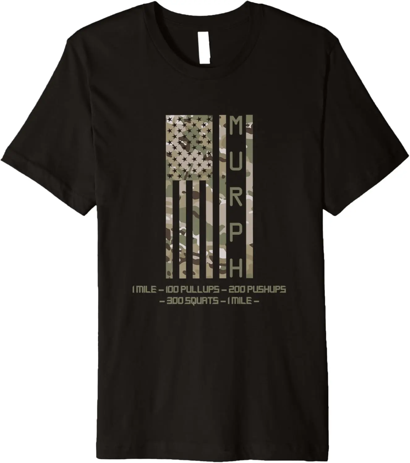 Murph Memorial Day Workout WOD Cam Multi Camo Flag vertical Premium T-Shirt