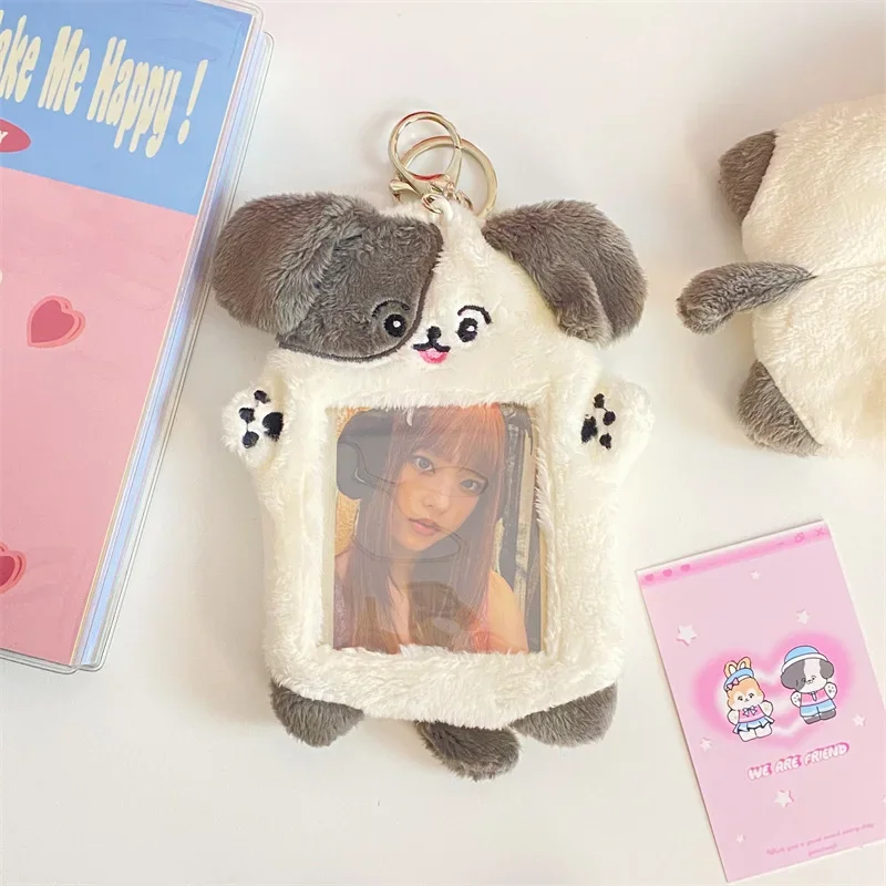 1 Piece Kawaii Photocard Holder for Student Lovely Cartoon Animal Kpop Idol Photo Card Holder Lovely School Bag Keychain Pendant