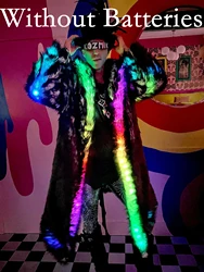 New Personalized Men's Faux Fur Coat Multi-Scene LED Stage Performance and Dance Costumes Nightclub Party Clothes
