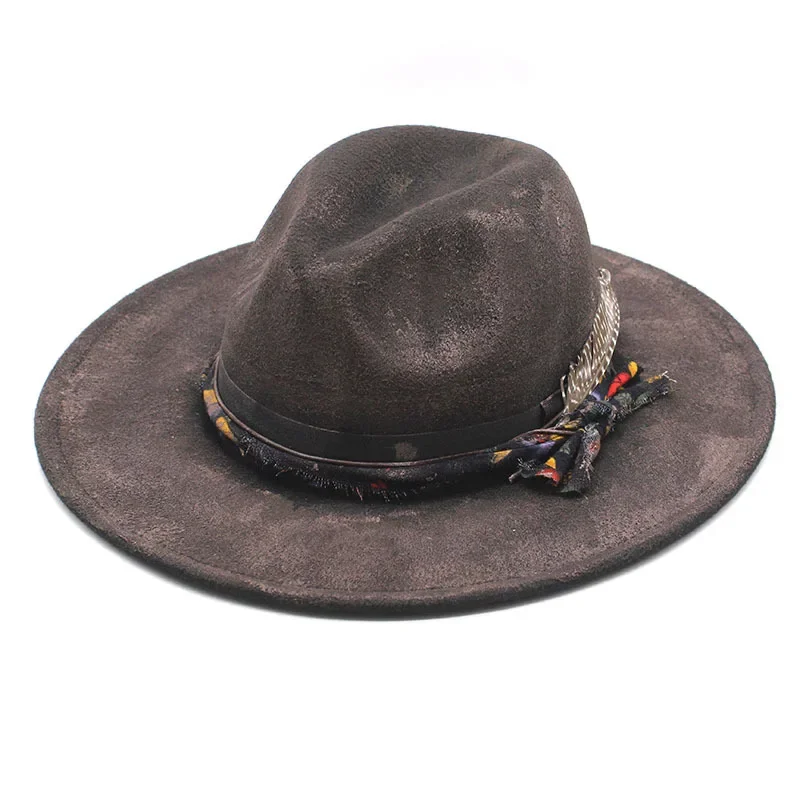 

Men's and Women's Fashionable Aged Webbed Outdoor Western Cowboy Hats, Sun Protection and Shading Hats, Ethnic Style Top Hats