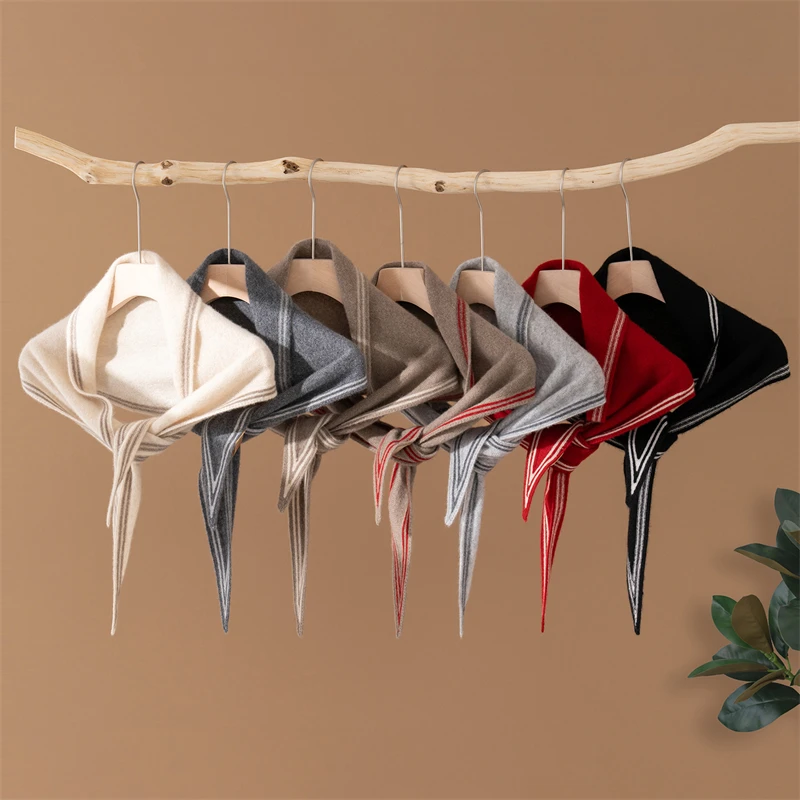 

CHICUU Women's Triangle Cashmere Scarf 100% Cashmere Knit Shawl Autumn Winter Basic Soft Comfy Cashmere Shawls