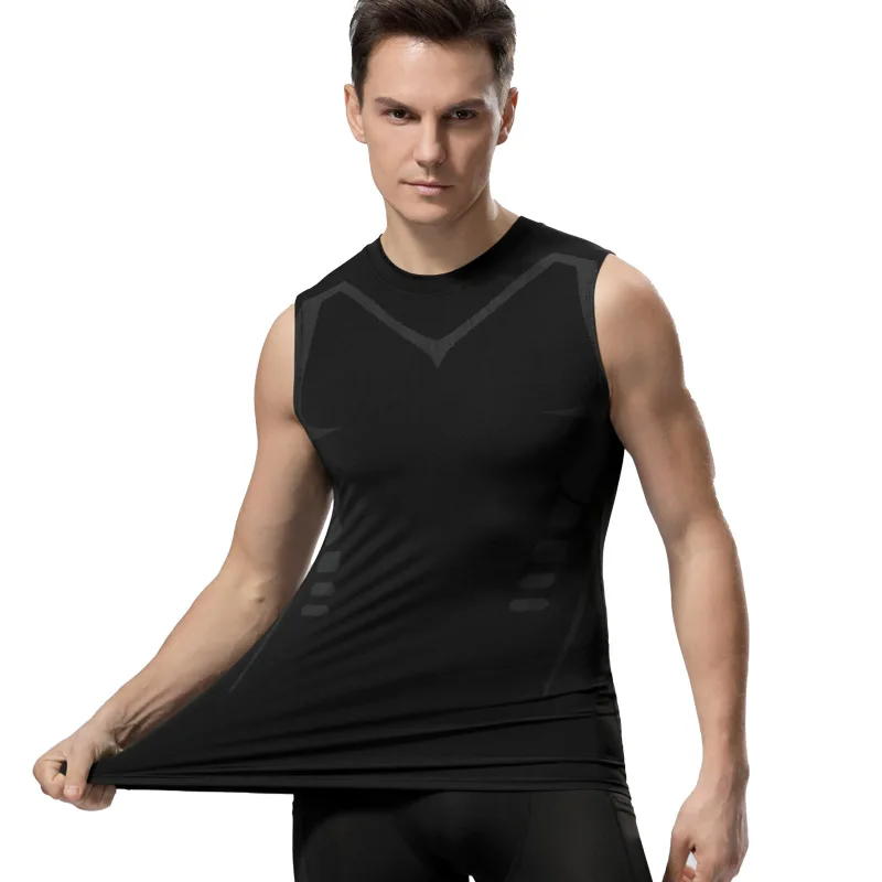 Compression Tank Top Men Gym Shirt Sleeveless Quick Dry Printing Sportswear Male Fitness Bodybuilding Vest Workout Muscle Top