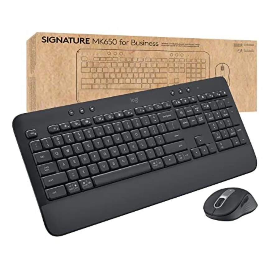 Business wireless mouse and keyboard combo: ABS plastic black Logi Bolt Bluetooth dual connectivity SmartWheel globally certifi