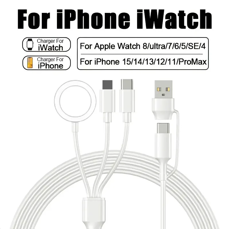 

Magnetic Wireless Charger Dock 3 in 2 Cable USBC Magnetic Watch Charger for Apple Watch & Phones