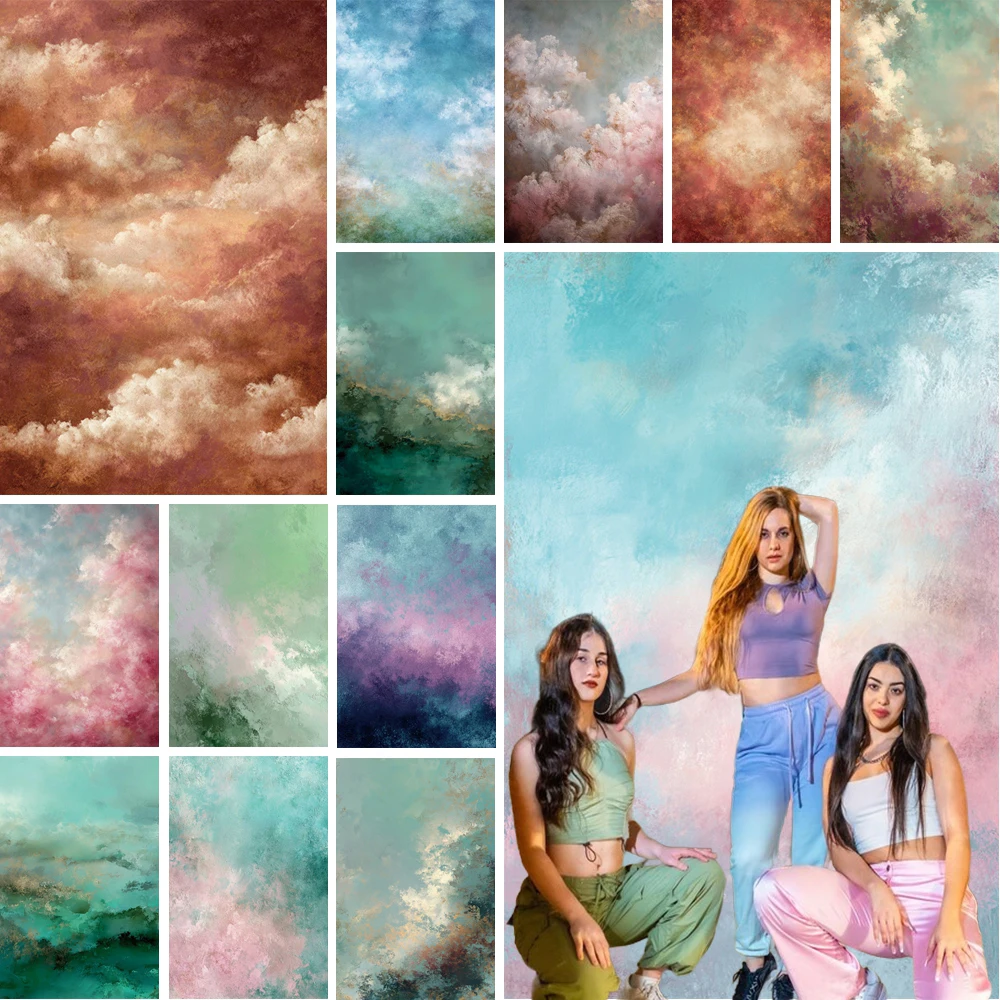 

MOON.QG Retro Texture Colorful Cloud Backdrop Wedding Baby Shower Party Decorations Backgrounds For Photographs Decoration