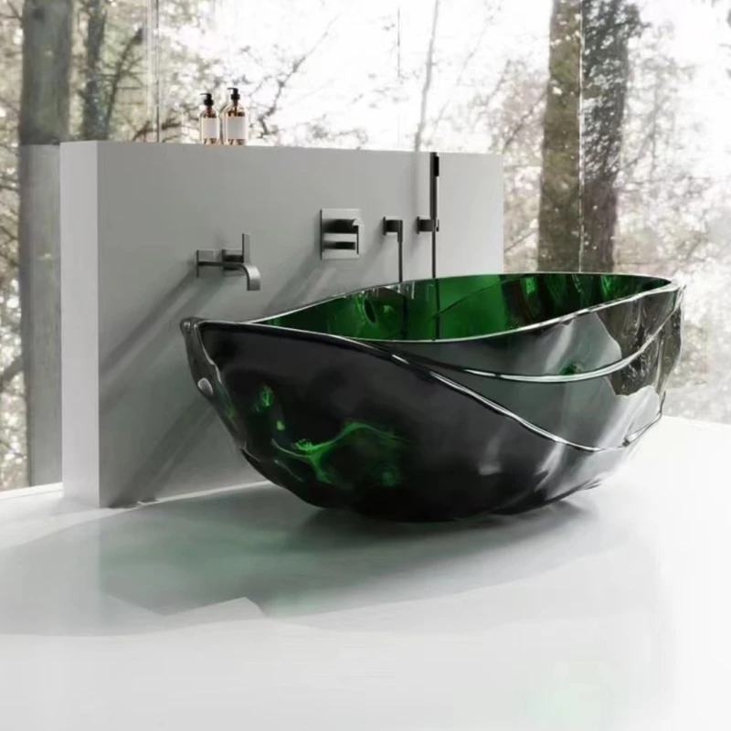 Transparent bathtub water ripple color hotel bathtub independent integrated