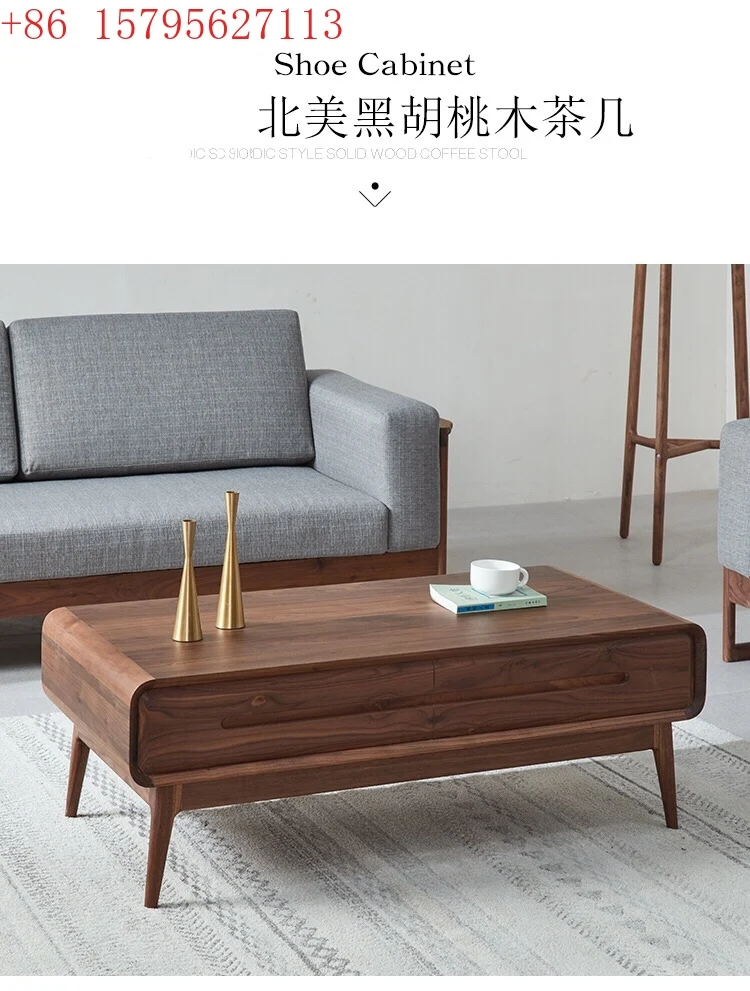 

Простой скандинавский журнальный столик для дома, прямоугольный, из массива дерева, новый дизайнерский модельный образец, модель премиум-класса.