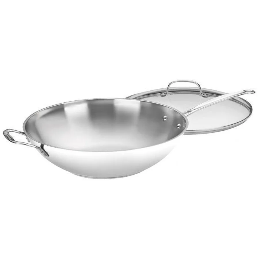

726-38H Chef's Classic Stainless 14-Inch Stir-Fry Pan with Helper Handle and Glass Cover