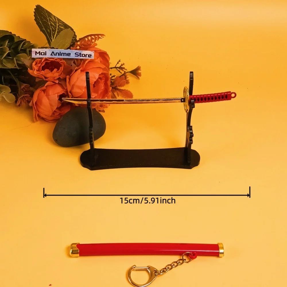 6in معدن رورونوا زورو كاتانا الحجم الحقيقي كاتانا أنيمي زورو نينجا سكين الأصلي الساموراي صابر وهمية السيف الصلب لعبة غير حادة هدية #4