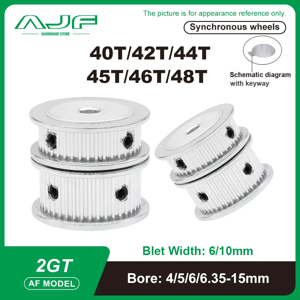

Timing Pulley 2GT 40T/42T/44T/45T/46T/48T Bore 4/5/6/6.35/8-15mm For Belt Width: 6/10mm 2GT Timing Belt 3D Printing