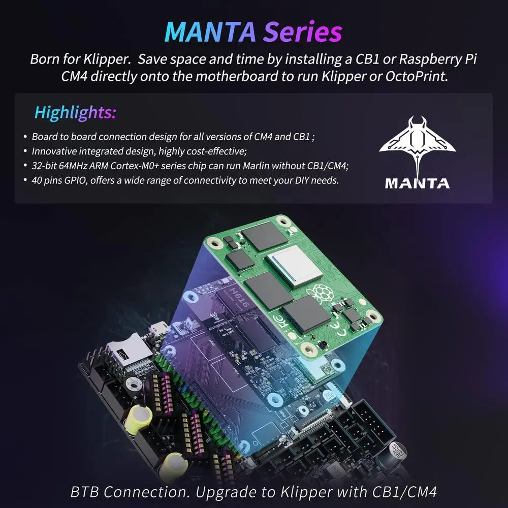 BIGTREETECH Manta E3EZ V1.0 SPI محرك متدرج سائق طباعة عالية السرعة كليبر دعم متوافق مع Raspberry PI BL Touch