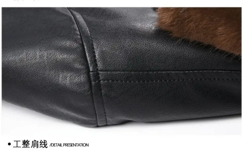 Hohe Qualität männer Casual Faux Leder Ente Unten Jacken Winter Streetwear Warme Puffer Mäntel Verdicken Pelz Kragen Tops Unten Parkas – Detail 15