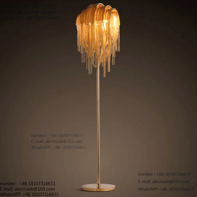 

Postmodern Nordic personality floor lamp hotel clubhouse fringed aluminum chain lamp