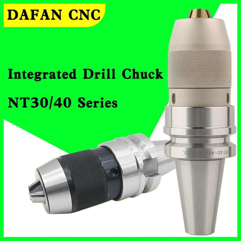 High Precision Self-Tightening Drill Chuck Holder NT30/40/50, TiN Coated NT40 APU13/16 Integrated Self-Locking for CNC​