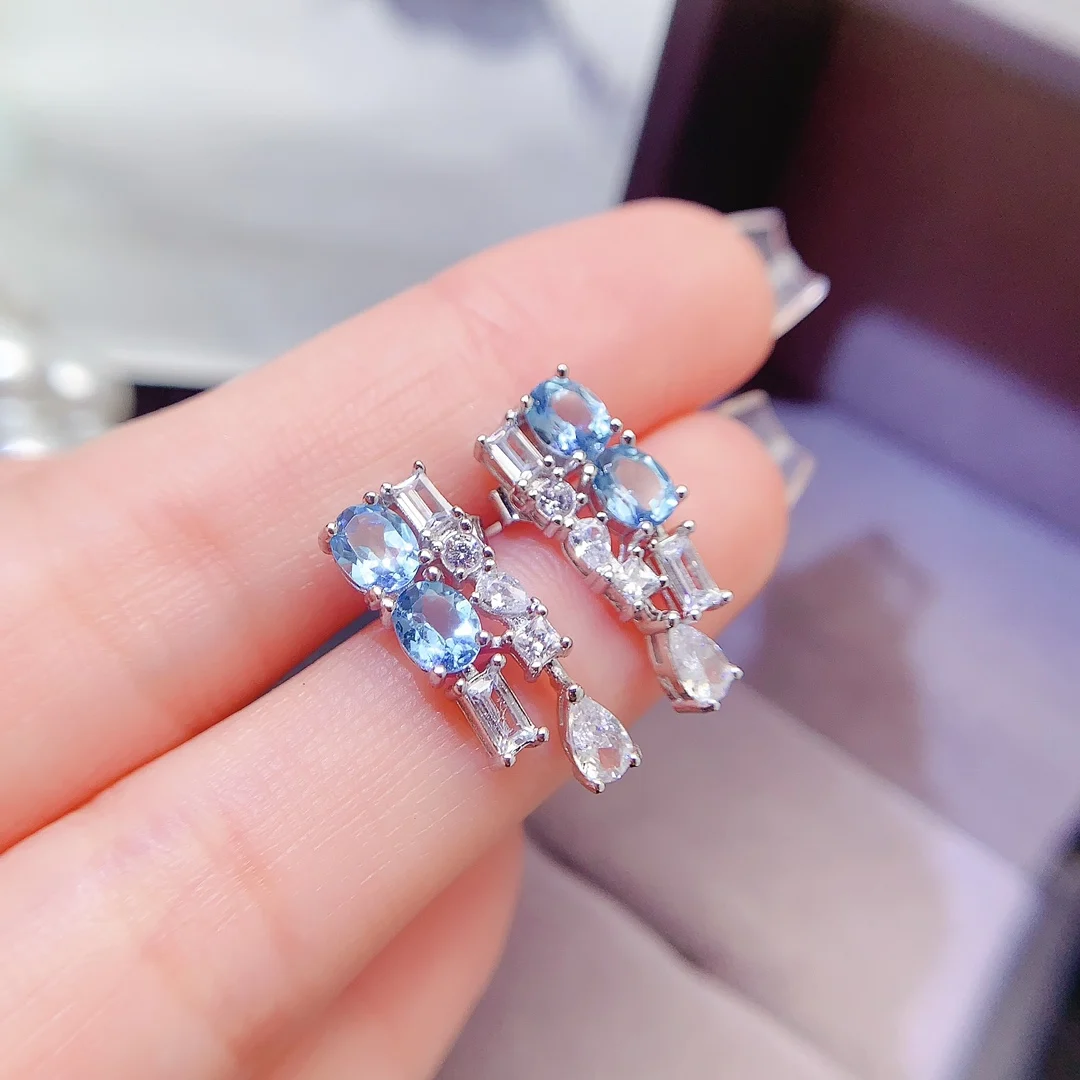 SHILOVEM 925 sterling silver Natural Topaz stud earrings classic fine Jewelry  women party gift  wholesale 4*5mm le0405935agb image 5