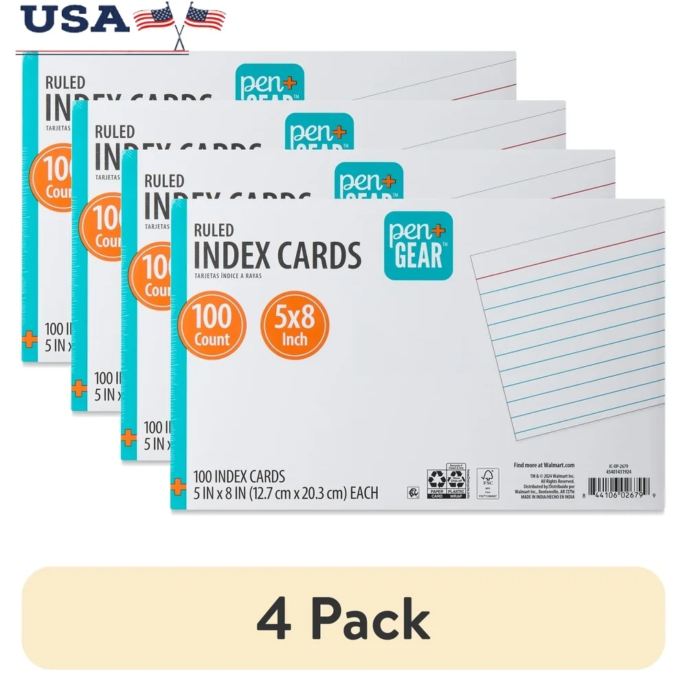 100枚入り罫線入りインデックスカード 5x8インチ 完璧なフラッシュカード メモ取り レシピ 落書き 教室用品 厚手