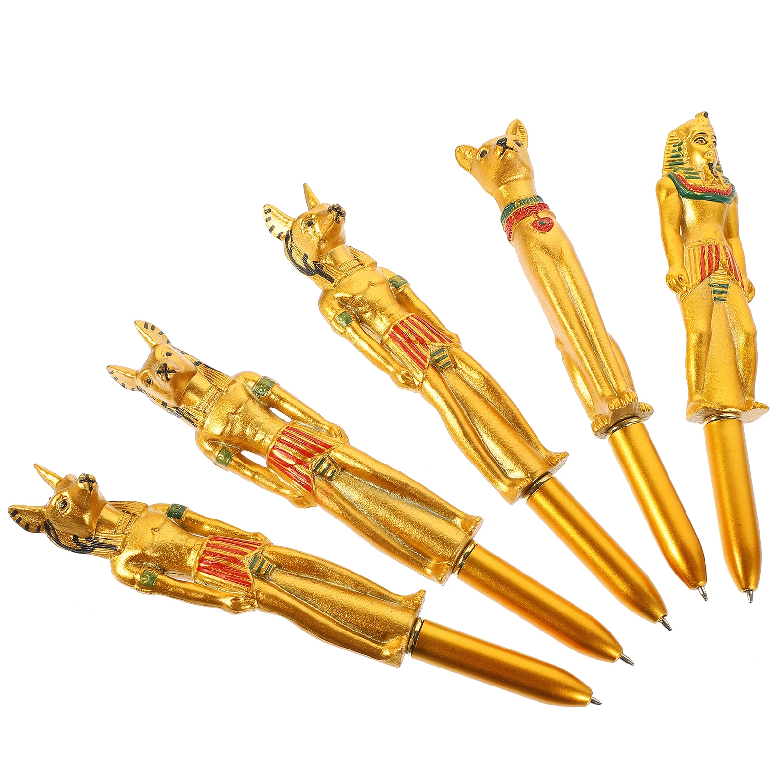 

5pcs Ballpoint Pen Pharaoh Shape Beautiful Creative Writing Pens Black Ink Portable refillable plastic office school use