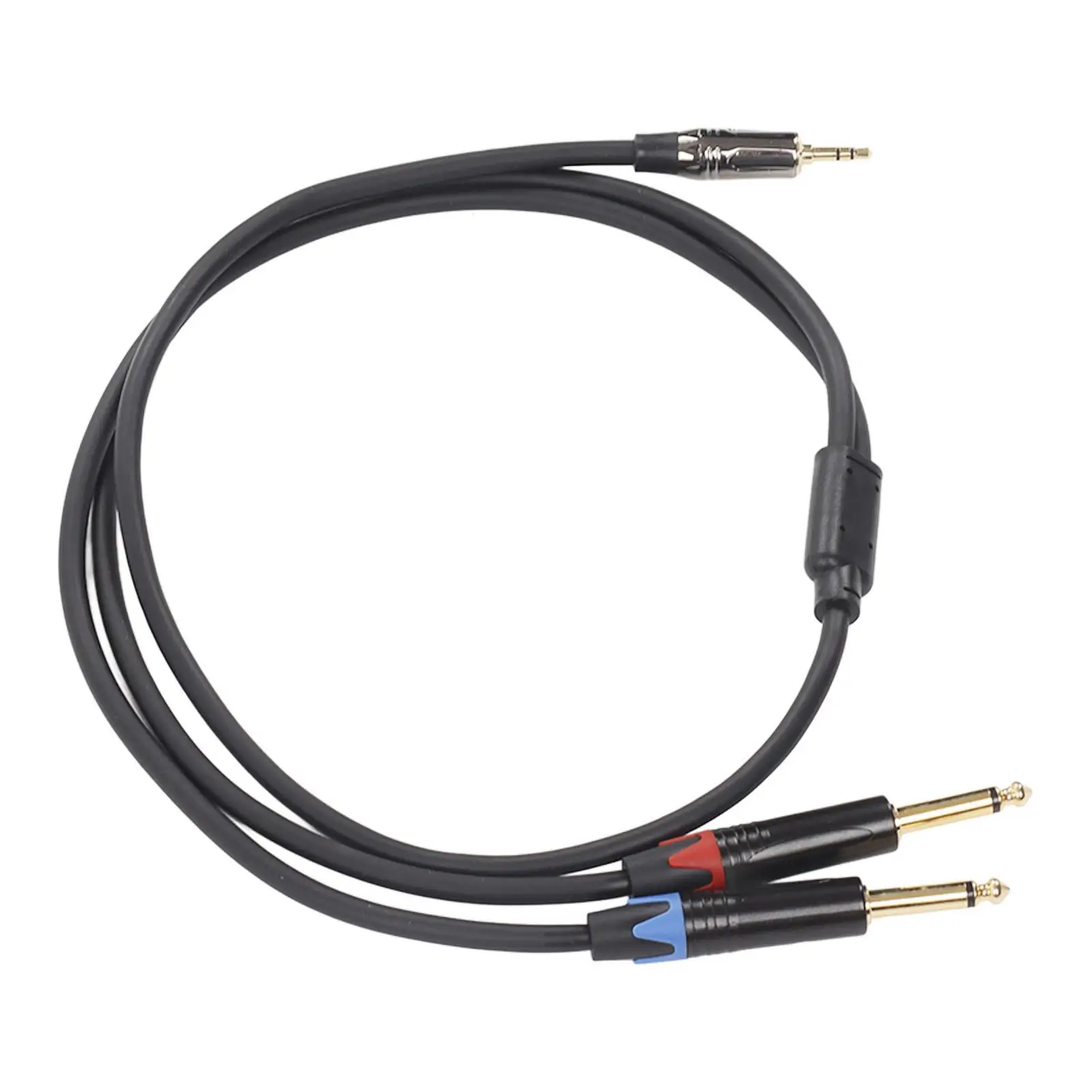 3.5mm Male to Dual 6.35mm Male Stereo Cord Adapter - High-Temperature Resistant Cable for Amplifiers