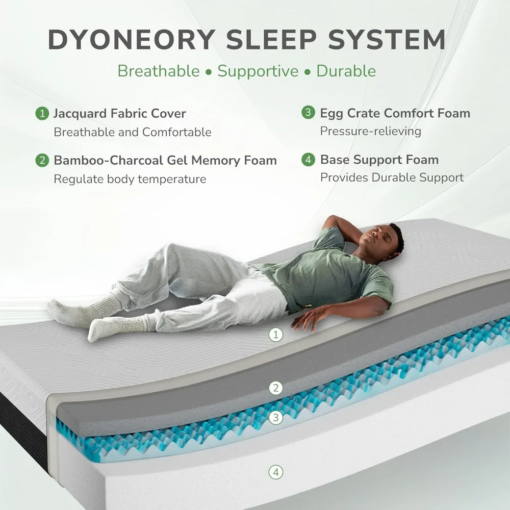 مرتبة RV مقاس 10 بوصة ثلاثة أرباع، مرتبة إسفنجية الذاكرة من جل الفحم لتخييم RV، داعمة وتنظيم درجة الحرارة، وتخفيف الضغط #2