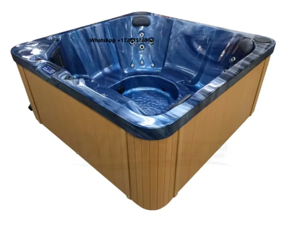 Acrylic Full-Body Hydro-Massage  & Recliner Square Spa Pool Hot Tub for Outdoor Balboa Control System 6-Person Capacity