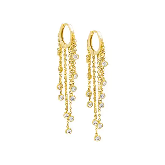 Silber Gold Farbe Baumelnde Quaste Kette Geometrische Lünette Set Runde CZ Charme Mode Frauen Tropfen Ohrring
