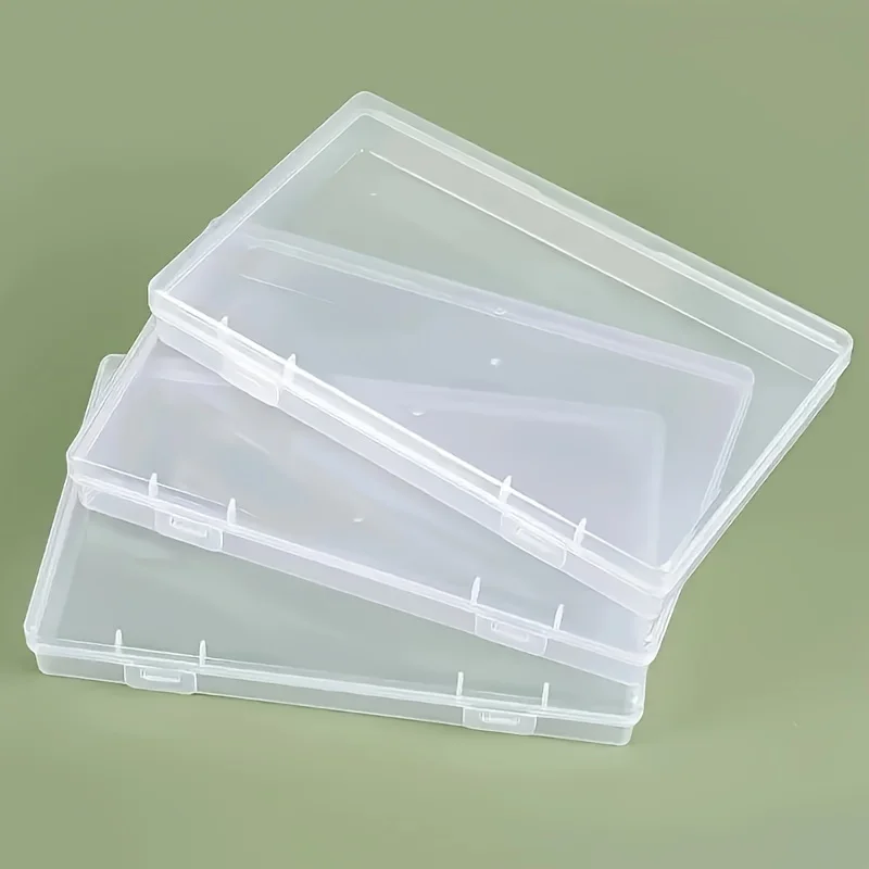 3pcs Transparent Plastic Storage Box with Tight Lid Documents Magazines Cards Sorting Boxes Office Classroom Family Organization