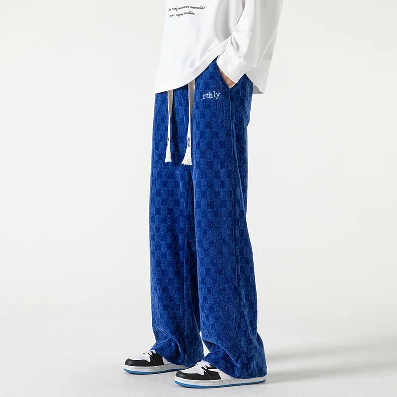 Men's Plaid Pants Losse Hip Hop Sweatpants Fashion Streetwear Korean Style Harem Pants