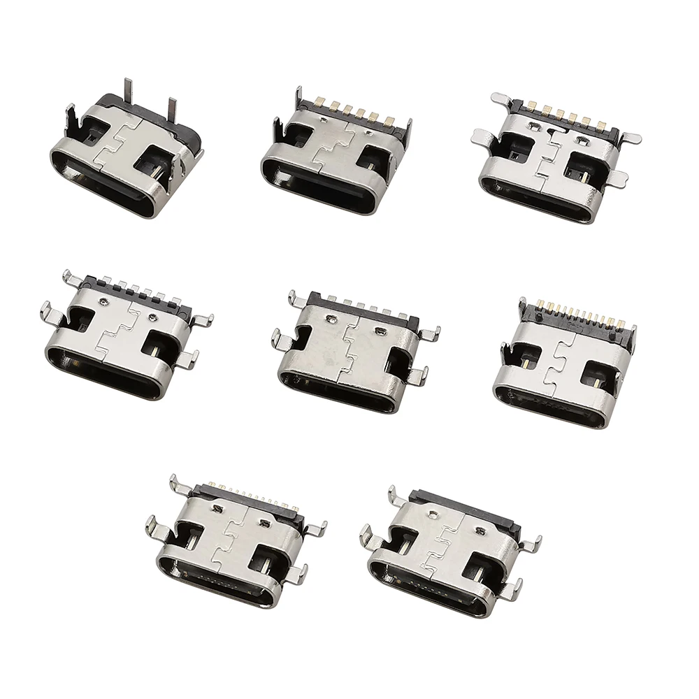 80Pcs/Box 8 Models Type-C USB Female Socket Charging Connector 2Pin 6Pin 16Pin for Phone and Digital Product Repair Kits - Image 4
