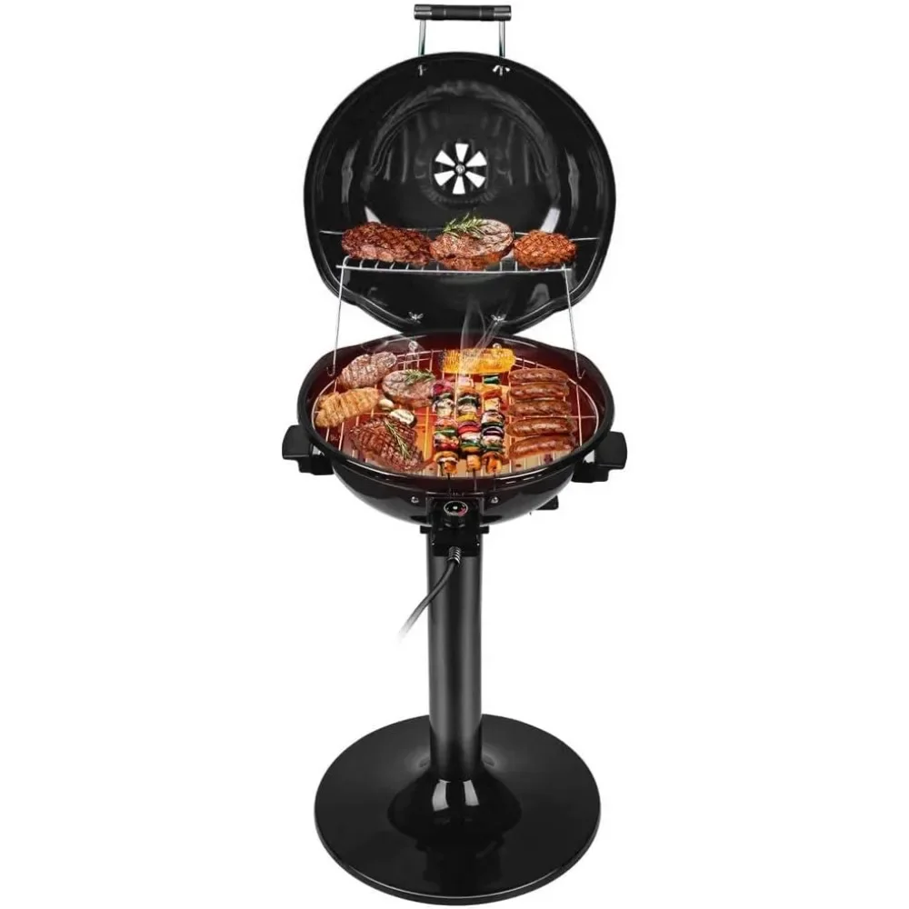 BBQ Grill Serving Indoor/Outdoor Electric Grill for Indoor & Outdoor Use, Double Layer Design, Portable Removable Stand Grill