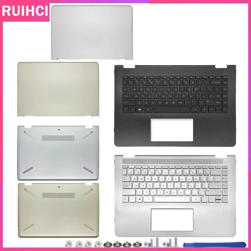 

New LCD Back Cover Bottom Cover Top Bottom Cover Palmrest Keyboard Touch free For Pavilion X360 14-BA 14M-BA TPN-W125