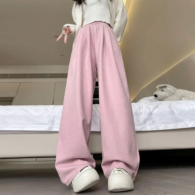 Texture Lazy Cream Yamamoto Pants Women's Autumn and Winter Casual Versatile Small Pendant Milk Fu Wide Leg Pants